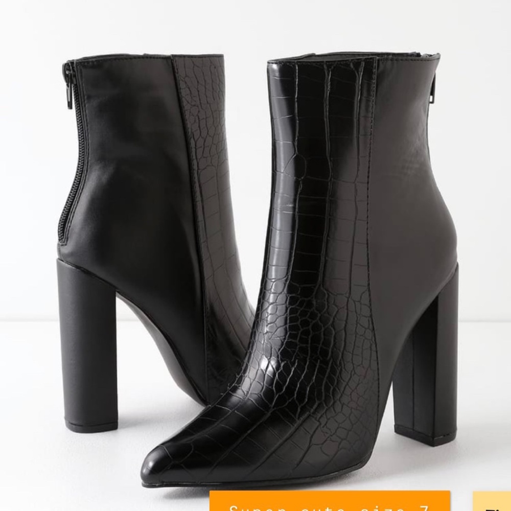 Hight heel booties Karin black crocodile